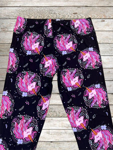 Buttery Soft Leggings - Pink & Black Unicorns