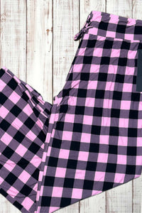 Buttery Soft Lounge Pants - Pink Checkerboard Plaid