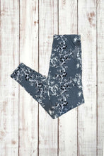 Load image into Gallery viewer, Buttery Soft Leggings - Charcoal Gray &amp; White Vines
