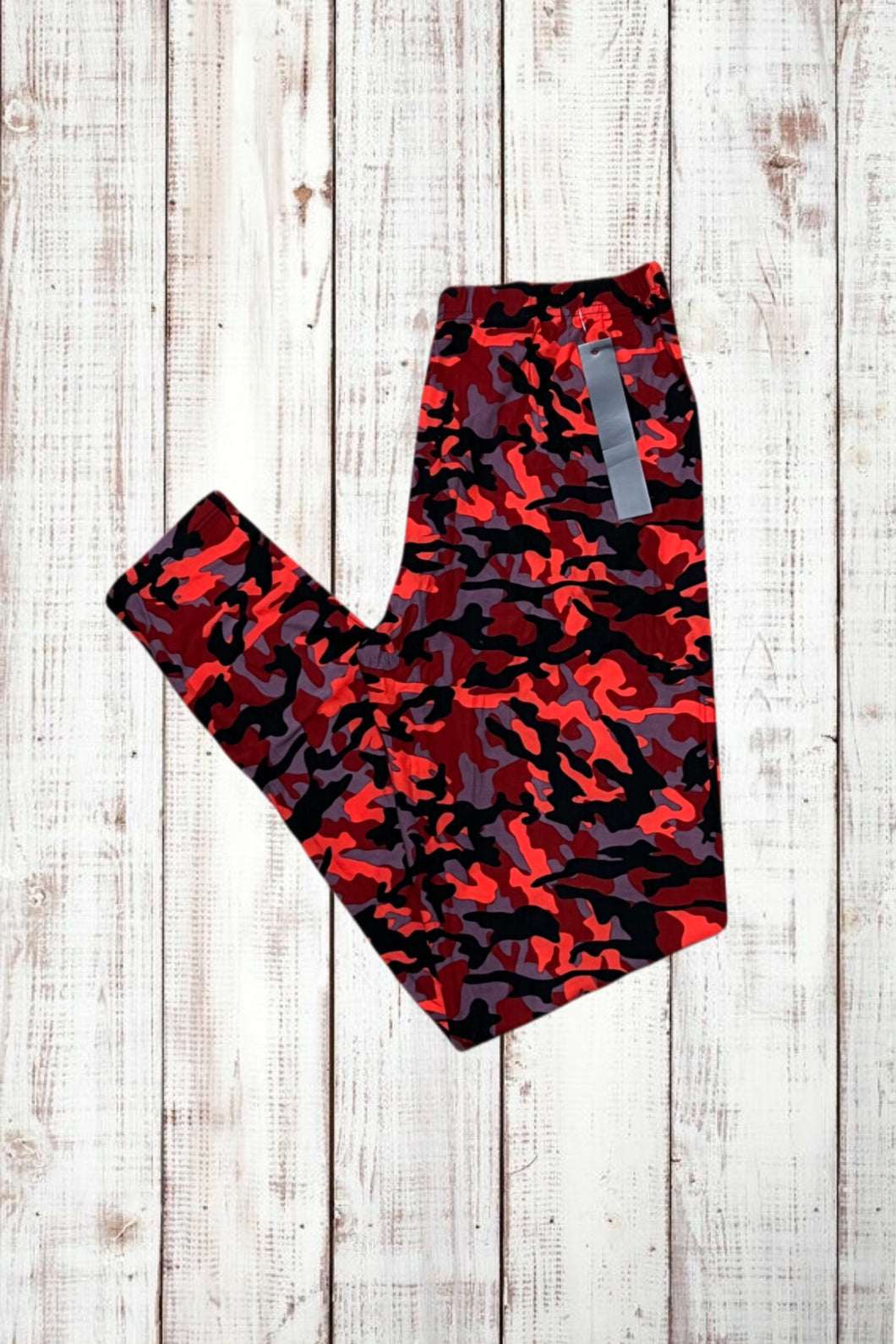 Buttery Soft Leggings - Camo Red