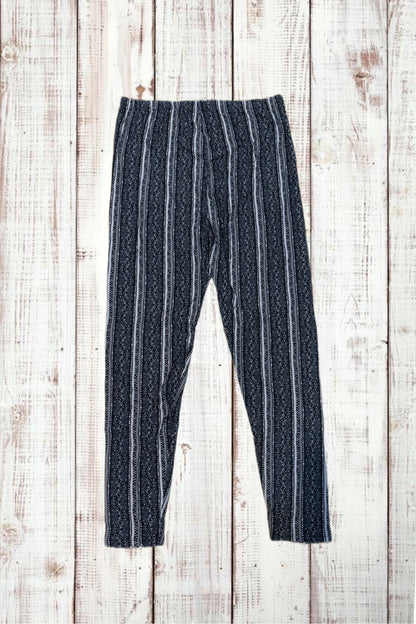 Buttery Soft Leggings - Black & Gray Abstract Stripes