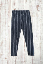 Load image into Gallery viewer, Buttery Soft Leggings - Black &amp; Gray Abstract Stripes
