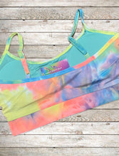 Load image into Gallery viewer, Activewear Sports Bra - Neon Rainbow Tie Dye
