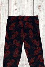 Load image into Gallery viewer, Buttery Soft Leggings - Black &amp; Red Swirls
