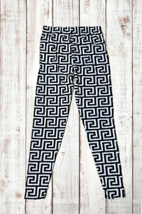 Buttery Soft Leggings - Black & White Geometric