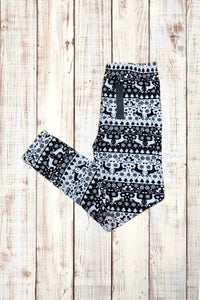 Buttery Soft Leggings - Holiday Black & White Fair Isle