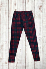 Load image into Gallery viewer, Buttery Soft Leggings - Deep Red/Hunter Green Plaid
