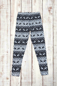 Buttery Soft Leggings - Holiday Black & White Fair Isle