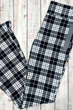 Load image into Gallery viewer, Buttery Soft Flared Leggings - Classic Black/White Plaid
