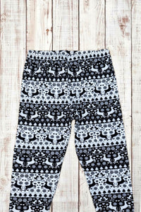 Buttery Soft Leggings - Holiday Black & White Fair Isle