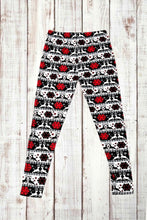 Load image into Gallery viewer, Buttery Soft Leggings - Holiday Reindeer &amp; Snowflakes Red Black White
