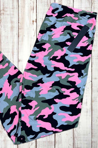 Buttery Soft Leggings - Camo Light Pink/Gray