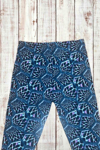 Buttery Soft Capri Leggings - Blue/Purple Geometric