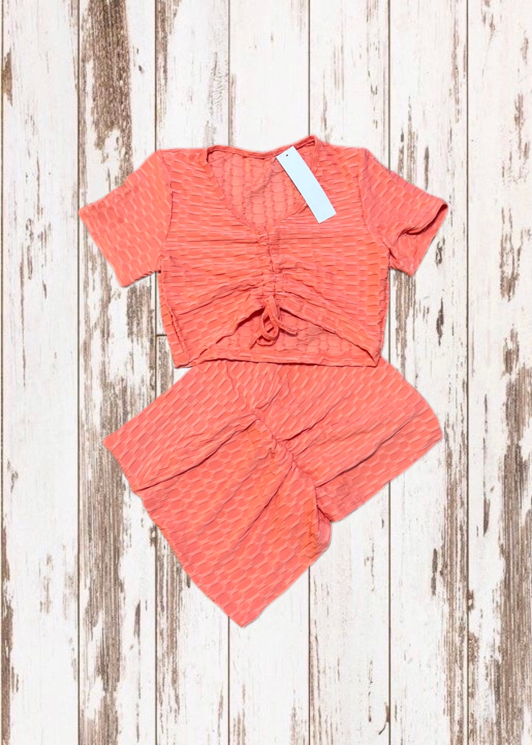 TikTok Shorts & Crop Top - Coral Orange