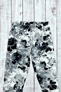 Buttery Soft Leggings - Gray Floral Roses