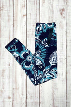 Load image into Gallery viewer, Buttery Soft Leggings - Navy &amp; Teal Abstract Floral
