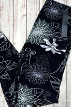 Load image into Gallery viewer, Buttery Soft Leggings - Black &amp; White Floral Outlines
