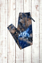 Load image into Gallery viewer, Buttery Soft Leggings - Tie Dye Navy Blue &amp; Tan
