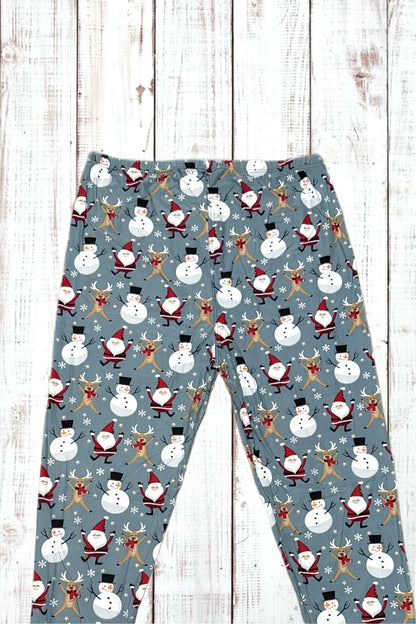 Buttery Soft Leggings - Santa Snowmen Reindeer Christmas