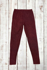 Buttery Soft Leggings - Burgundy Red Chevron