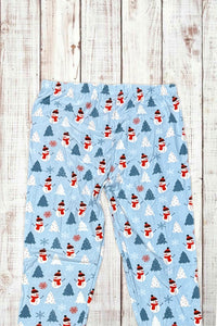 Buttery Soft Leggings - Holiday Light Blue Snowmen