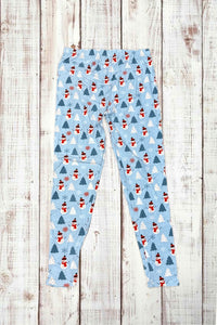 Buttery Soft Leggings - Holiday Light Blue Snowmen