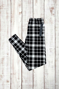 Buttery Soft Leggings - Houndstooth Plaid Black/White