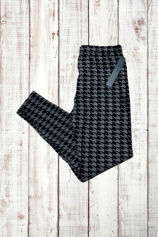 Buttery Soft Leggings - Houndstooth Black/Gray