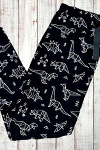 Buttery Soft Leggings - Origami Dinos