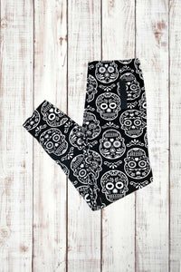 Buttery Soft Leggings - Classic Sugar Skulls