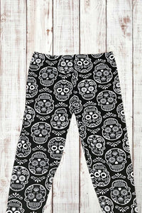 Buttery Soft Leggings - Classic Sugar Skulls