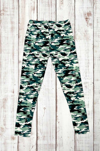 Buttery Soft Leggings - Camo Green/Cream/Black