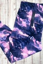 Load image into Gallery viewer, Buttery Soft Capri Leggings - Purple/Pink Watercolor Tie Dye
