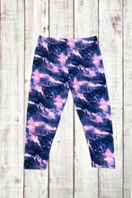 Load image into Gallery viewer, Buttery Soft Capri Leggings - Purple/Pink Watercolor Tie Dye
