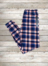 Load image into Gallery viewer, Buttery Soft Leggings - Plaid Pink/Navy
