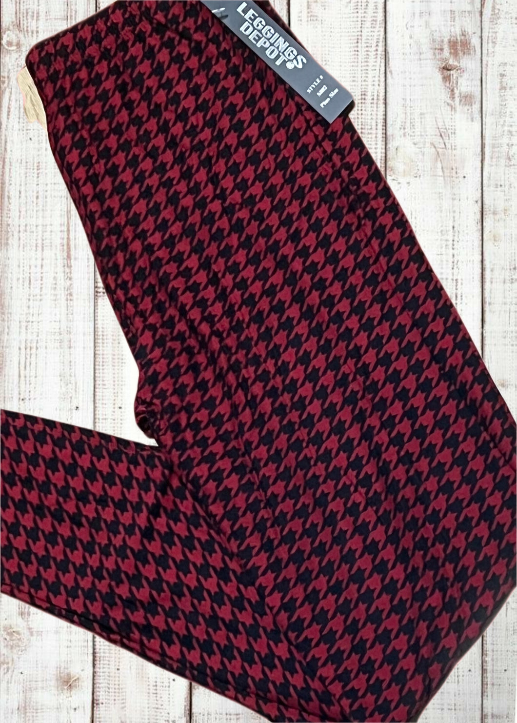 Buttery Soft Leggings - Houndstooth Red/Black