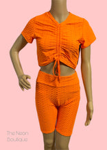 Load image into Gallery viewer, TikTok Biker Shorts &amp; Crop Top - Neon Orange
