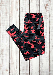 Buttery Soft Leggings - Camo Pink/Black