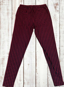 Buttery Soft Leggings - Houndstooth Red/Black