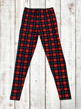 Load image into Gallery viewer, Buttery Soft Leggings - Plaid Green/Red
