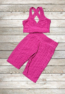 TikTok Biker Shorts & Sports Bra Set - Pink