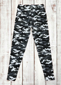 Buttery Soft Leggings - Digi Camo Black/White/Gray